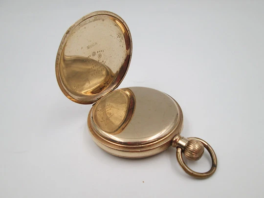 American Waltham / Dennison pocket watch. Gold plated. Stem-wind. Porcelain dial. 1920's