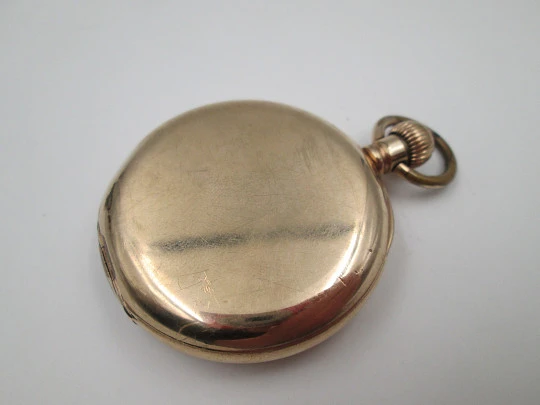 American Waltham / Dennison pocket watch. Gold plated. Stem-wind. Porcelain dial. 1920's