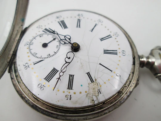 Argus sterling silver open-faced pocket watch. Stem-wind / pin-set movement. Swiss. 1890's