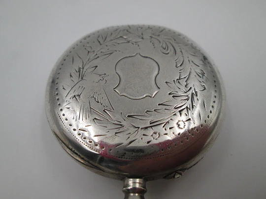 Argus sterling silver open-faced pocket watch. Stem-wind / pin-set movement. Swiss. 1890's