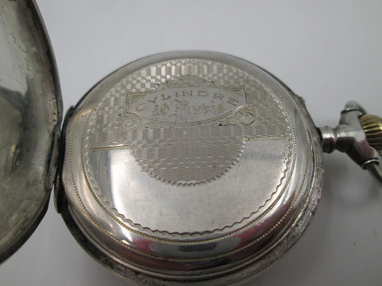 Argus sterling silver open-faced pocket watch. Stem-wind / pin-set movement. Swiss. 1890's