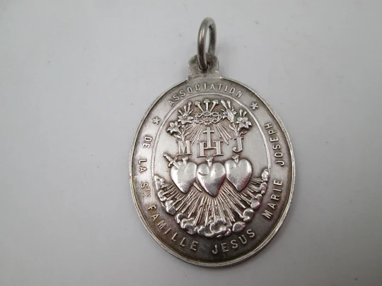 Association of the Holy Family (Jesus, Mary and Joseph) sterling silver medal. France