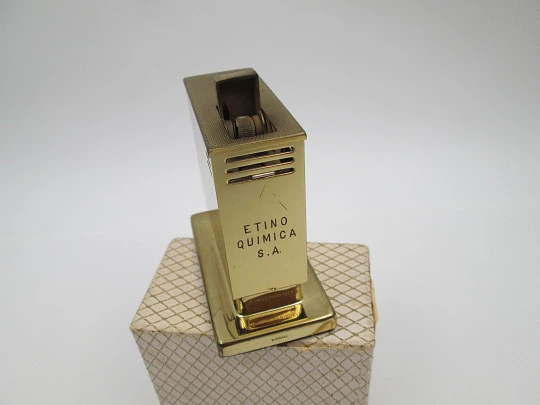 Augusta butane table lighter. Gold plated metal. Box and instructions. Germany. 1970's