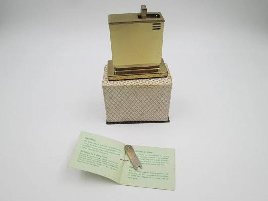 Augusta butane table lighter. Gold plated metal. Box and instructions. Germany. 1970's