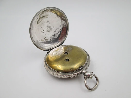 Bellevue hunter-case pocket watch. Sterling silver. Ottoman Army. Keywind. Swiss. 1870's