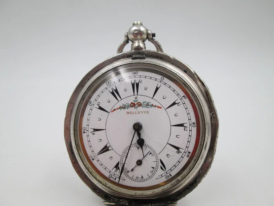 Bellevue hunter-case pocket watch. Sterling silver. Ottoman Army. Keywind. Swiss. 1870's