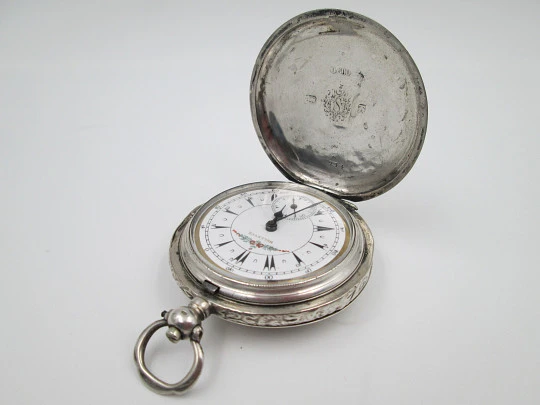 Bellevue hunter-case pocket watch. Sterling silver. Ottoman Army. Keywind. Swiss. 1870's