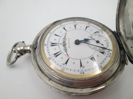 Bellevue hunter-case pocket watch. Sterling silver. Ottoman Army. Keywind. Swiss. 1870's