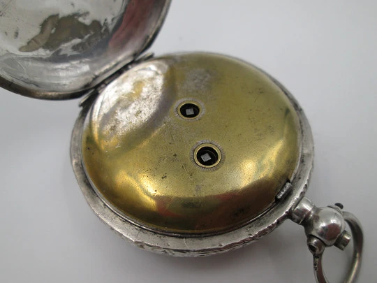 Bellevue hunter-case pocket watch. Sterling silver. Ottoman Army. Keywind. Swiss. 1870's