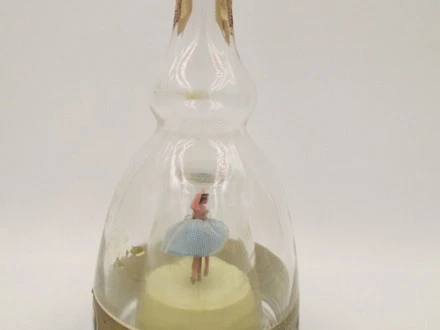 1950's popular 'Bols' Ballerina Gold Liquor Bottle With Wind-Up Music Box Accompaniment To a Performing Ballerina, Vintage Barware