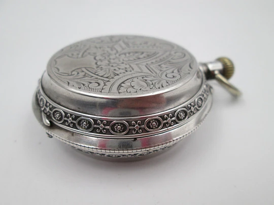 Bornand Genève hunter-case pocket watch. 800 sterling silver. Swiss. 1900's