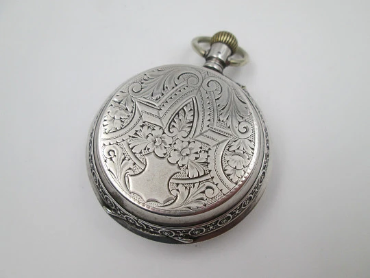 Bornand Genève hunter-case pocket watch. 800 sterling silver. Swiss. 1900's