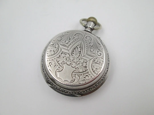 Bornand Genève hunter-case pocket watch. 800 sterling silver. Swiss. 1900's