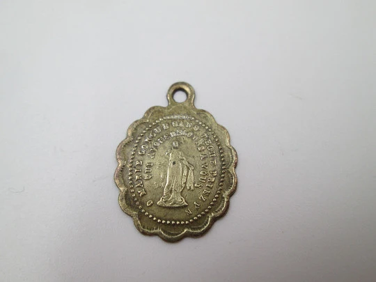 Bronze religious medal. Immaculate Conception and anagram. Ring. Europe. 1910's