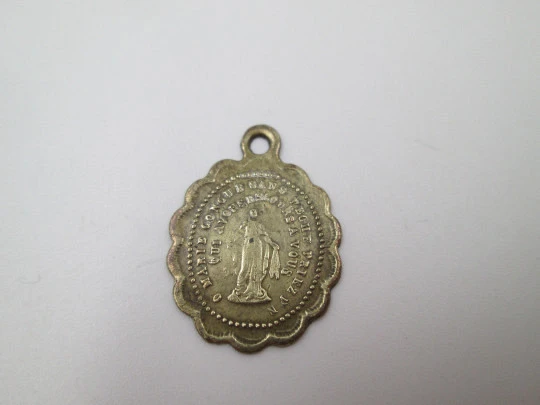 Bronze religious medal. Immaculate Conception and anagram. Ring. Europe. 1910's