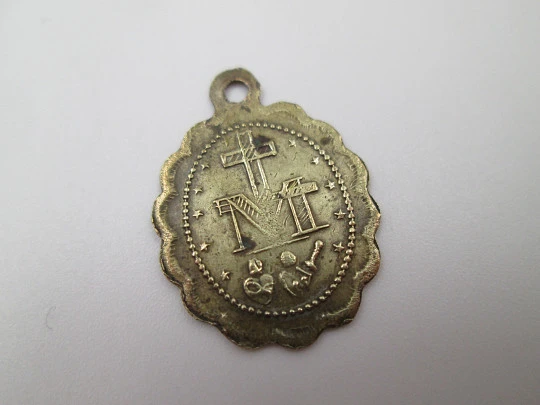 Bronze religious medal. Immaculate Conception and anagram. Ring. Europe. 1910's