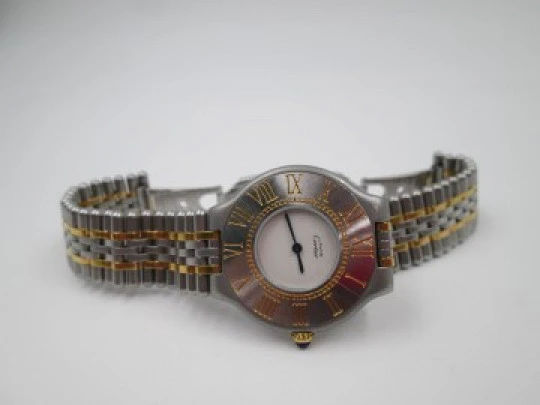Cartier Must 21 ladie's watch. Steel and gold details. Quartz. Bracelet. 1990's