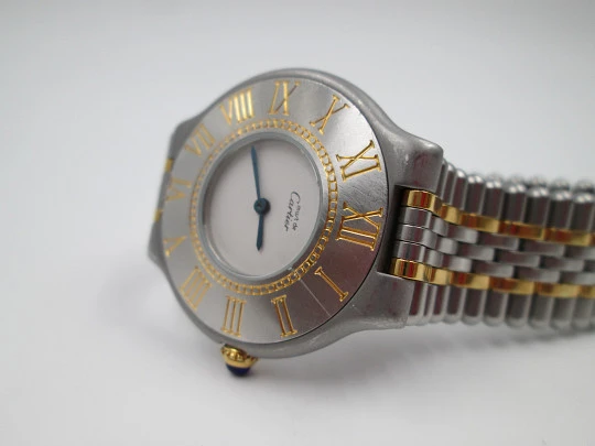 Cartier Must 21 ladie's watch. Steel and gold details. Quartz. Bracelet. 1990's