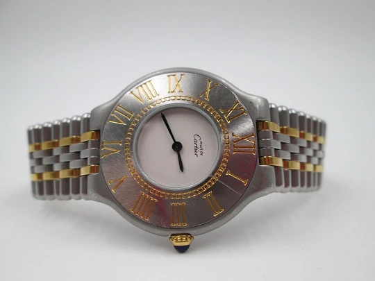 Cartier Must 21 ladie's watch. Steel and gold details. Quartz. Bracelet. 1990's