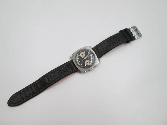 Certina Argonaut men's chronograph. Manual winding. Stainless steel. Leather strap. 1960's