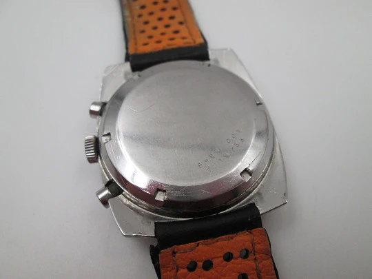 Certina Argonaut men's chronograph. Manual winding. Stainless steel. Leather strap. 1960's