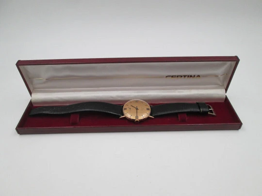 Certina. 20 microns gold plated & steel. Manual wind. Small seconds hand. Box. 1960's