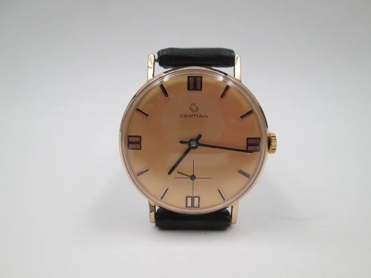 Certina. 20 microns gold plated & steel. Manual wind. Small seconds hand. Box. 1960's