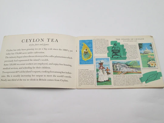 Ceylon Tea picture cards album. F. E. Bording Ltd. 24 colour images. England. 1950's