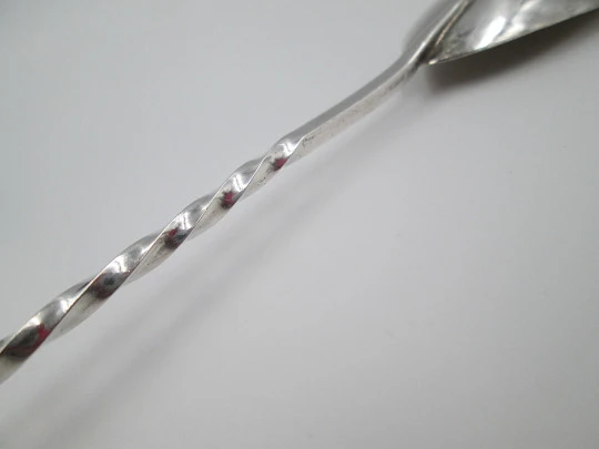 Cocktail mixer bar spoon with muddler. Sterling silver. Spiral handle. Spain. 1970's