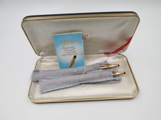 Cross Classic mechanical pencil and ballpoint pen set. 14k gold filled. Original box. 1990's