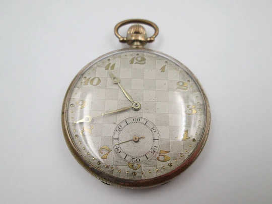 Cyma art deco pocket watch. Gold plated metal. Manual wind. Ornate sphere. 1930's