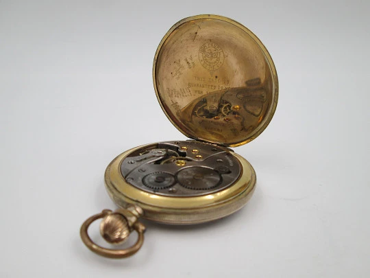 Cyma art deco pocket watch. Gold plated metal. Manual wind. Ornate sphere. 1930's