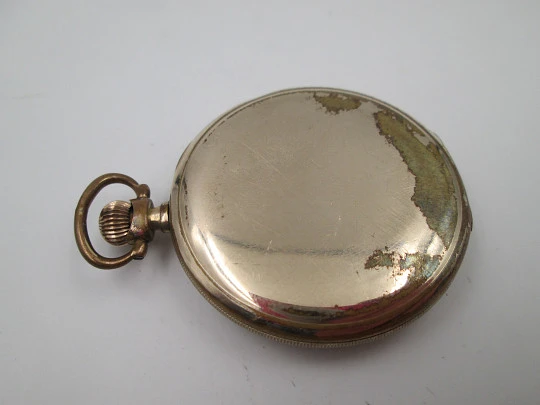 Cyma art deco pocket watch. Gold plated metal. Manual wind. Ornate sphere. 1930's