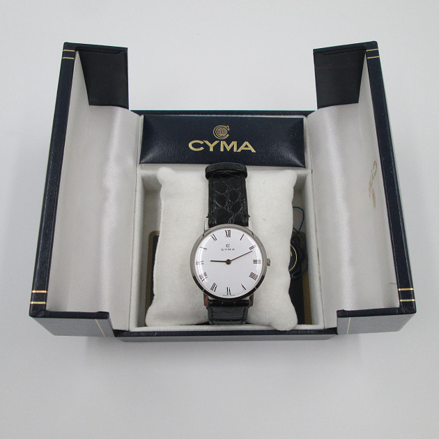 Cyma Mens Dress Watch Stainless Steel Manual Wind Box 1970s | El ...