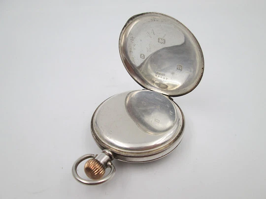 Dennison half-hunter pocket watch. Sterling silver. Stem-wind movement. 1890's