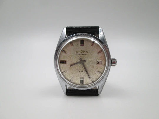 Dogma De Luxe. Chromed plated & stainless steel. Automatic. Calendar. Swiss. 1960's