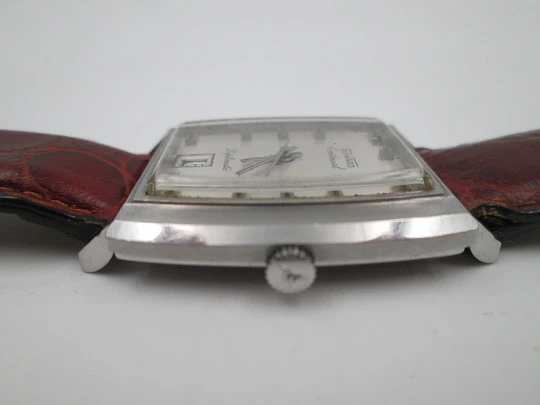 Duward Continual Diplomatic. Stainless steel. Calendar. Automatic. Square case. 1970's