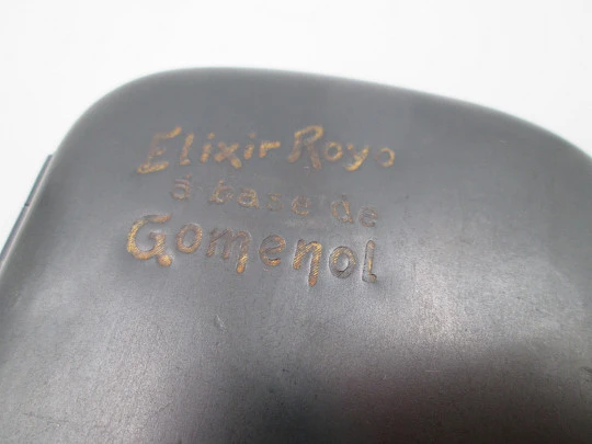 Elixir Royo Gomenol advertising cigarette case. Blued and gold steel. 1930's. Spain