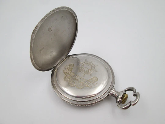 Escasany pocket stopwatch. Modernist style. Sterling silver. Stem-wind. Argentina. 1920's