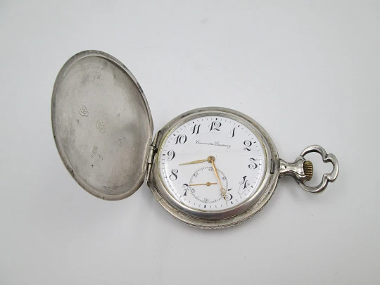 Escasany pocket stopwatch. Modernist style. Sterling silver. Stem-wind. Argentina. 1920's