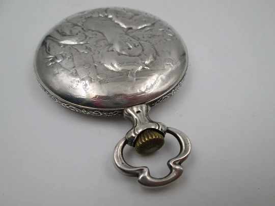 Escasany pocket stopwatch. Modernist style. Sterling silver. Stem-wind. Argentina. 1920's