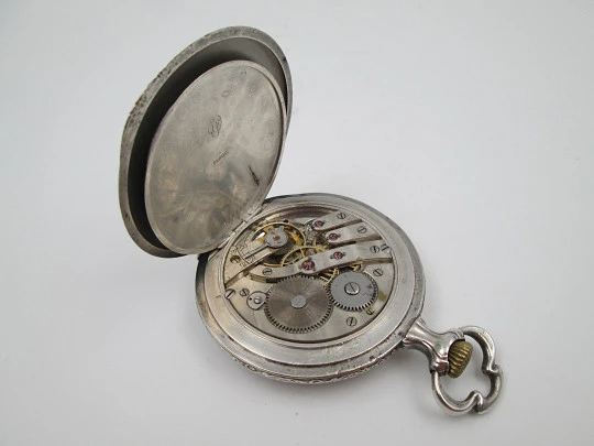 Escasany pocket stopwatch. Modernist style. Sterling silver. Stem-wind. Argentina. 1920's