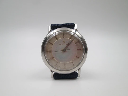 Eterna-Matic Centenaire. Acero inoxidable. Automático. Dial bicolor. Correa piel. 1950