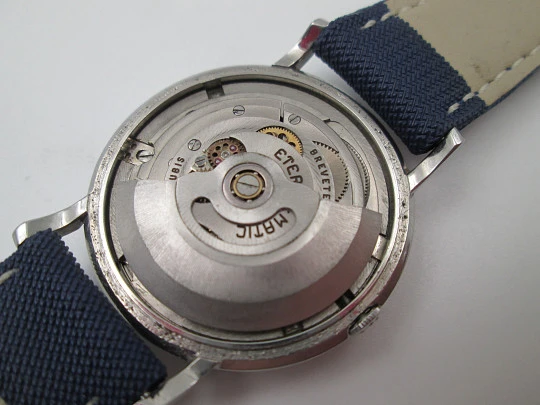 Eterna-Matic Centenaire. Automatic. Stainless steel. Bitone dial. Leather strap. 1950's