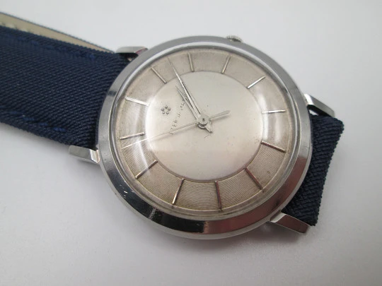 Eterna-Matic Centenaire. Automatic. Stainless steel. Bitone dial. Leather strap. 1950's