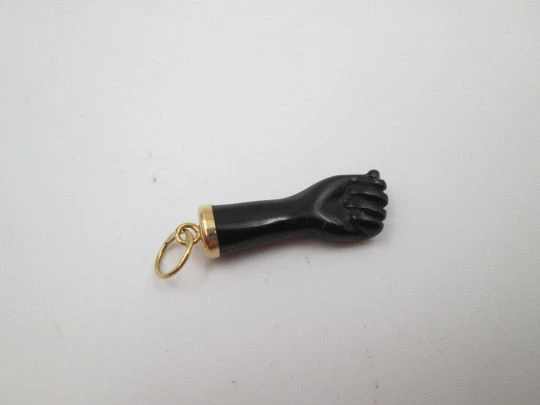 Figa / higa / black hand regional pendant. 18k gold and yet. Evil eye amulet. 1980's