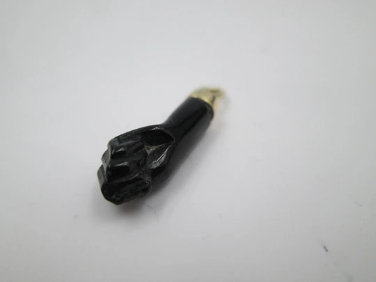 Figa / higa regional pendant. Black hand. 18k gold and yet. Spanish amulet. 1980's