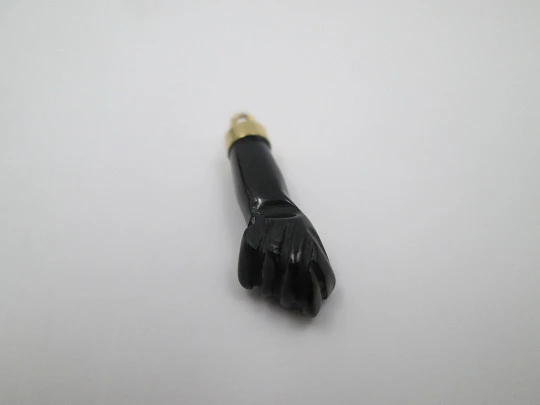 Figa / higa regional pendant. Black hand. 18k gold and yet. Spanish amulet. 1980's