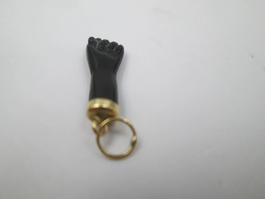 Figa / higa regional pendant. Black hand. 18k gold and yet. Spanish amulet. 1980's