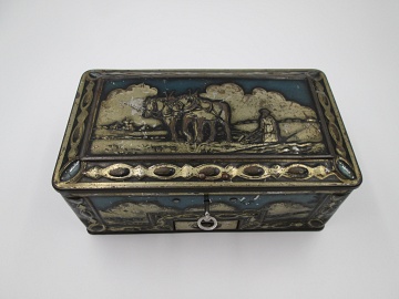 george bassett candy tinplate box lock drawer 1930